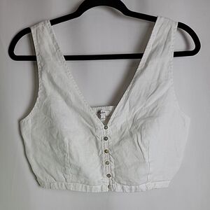 Madewell White Button-Up Gwen Crop Top Size 6